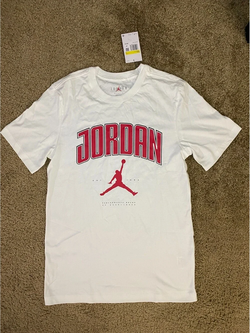 Air Jordan T Shirt Mens Small White Cotton Jumpman Graphic Crew Neck Performance